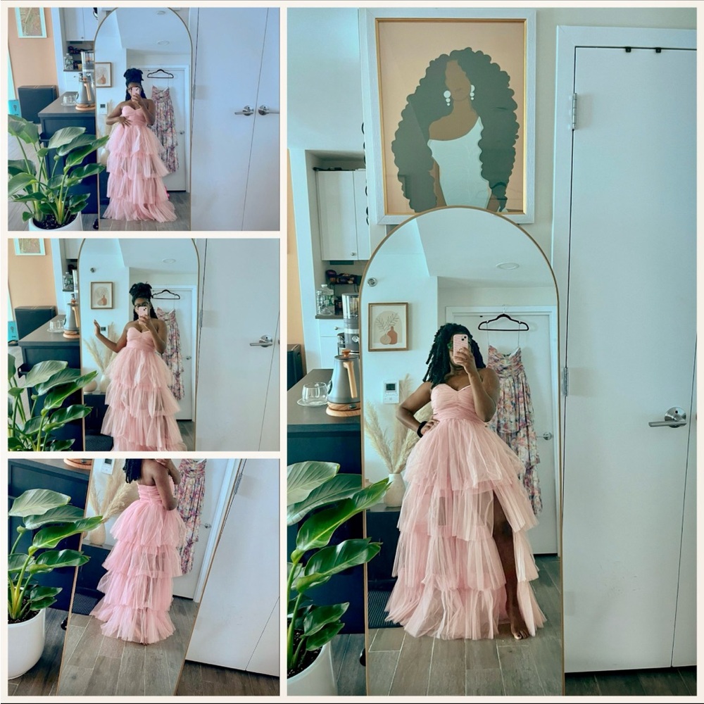 Nasty Gal Pink Strapless Layered Dress